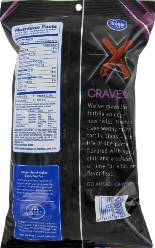 Kroger® X-Treme Heat Spicy Chili & Lime Flavored Rolled Tortilla Chips Perspective: back