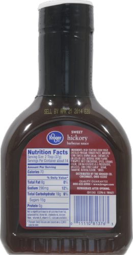Kroger® Sweet Hickory Barbecue Sauce Perspective: back