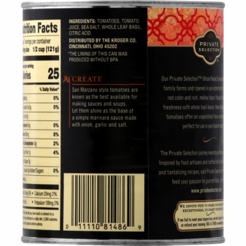 Private Selection™ San Marzano Peeled Whole Plum Tomatoes with Basil Perspective: back