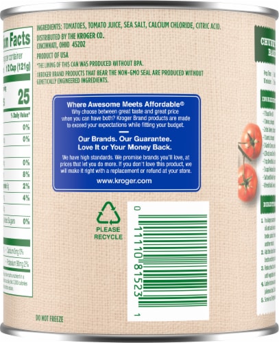 Kroger® Diced Tomatoes in Tomato Juice Perspective: back