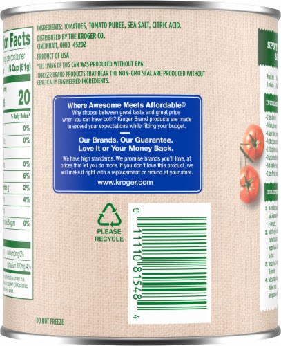 Kroger® Crushed Peeled Tomatoes Perspective: back