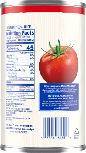 Kroger® Tomato Juice Perspective: back