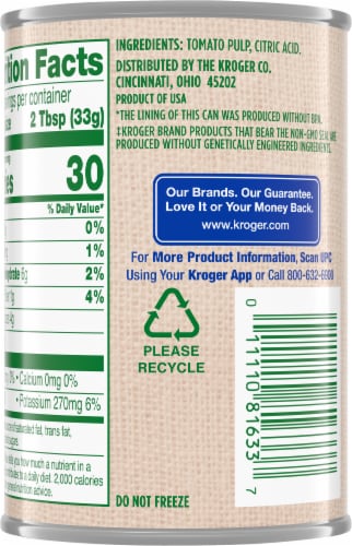 Kroger® Tomato Paste Perspective: back