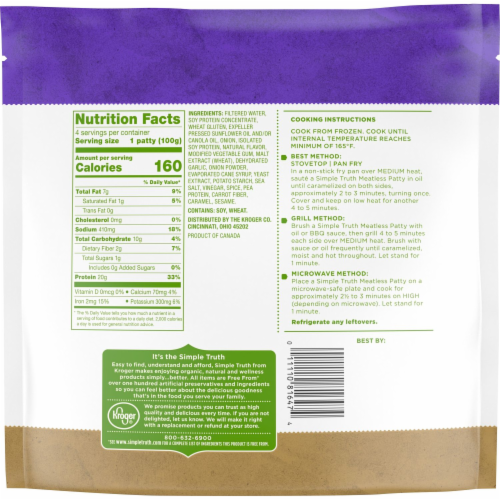 Simple Truth™ Vegan Meatless Burger Patties Perspective: back