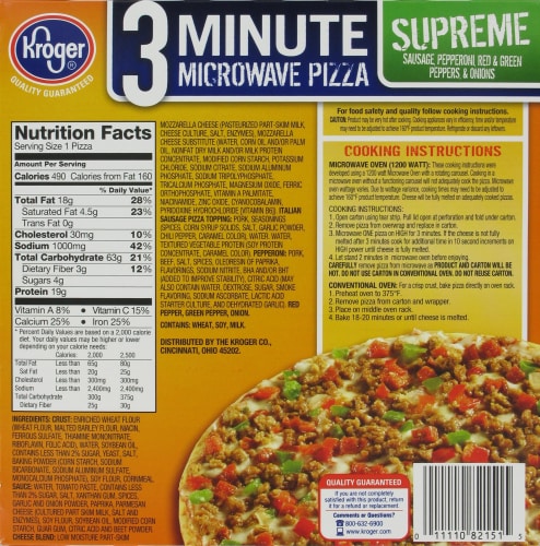 Kroger® 3 Minute Microwave Supreme Pizza Perspective: back