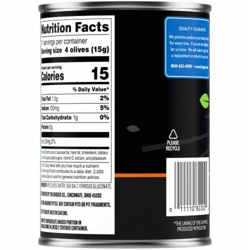 Kroger® Large Pitted Ripe Black Olives Perspective: back