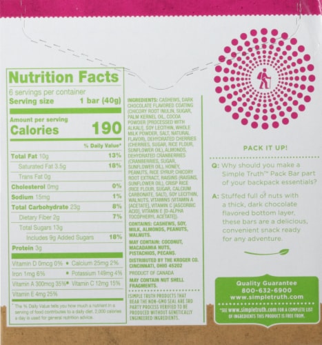 Simple Truth™ Pack Bar Cashew Cherry Nut Bars Perspective: back