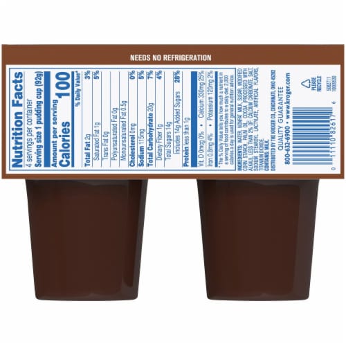 Kroger® Chocolate Pudding Snacks Perspective: back