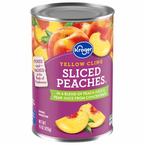 Kroger® Canned Yellow Cling Sliced Peaches in 100% Fruit Juice Perspective: back