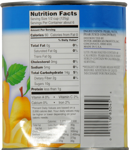 Fred Meyer® Lite Pear Halves in Pear Juice Perspective: back