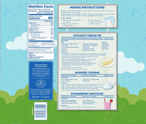 Kroger® Instant Non-Fat Dry Milk Perspective: back