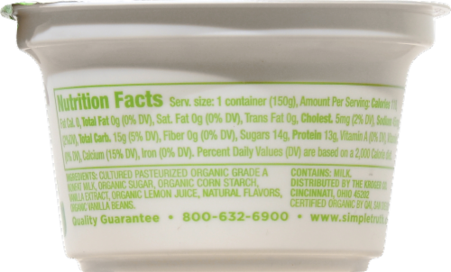 Simple Truth Organic™ Vanilla Bean Greek Nonfat Yogurt Perspective: back