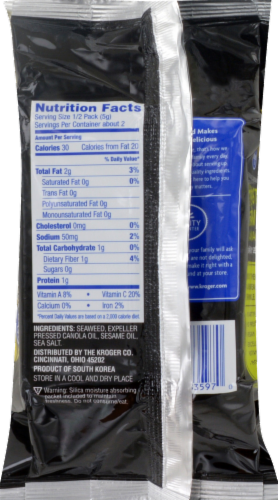 Kroger® Roasted Seaweed Snack Perspective: back