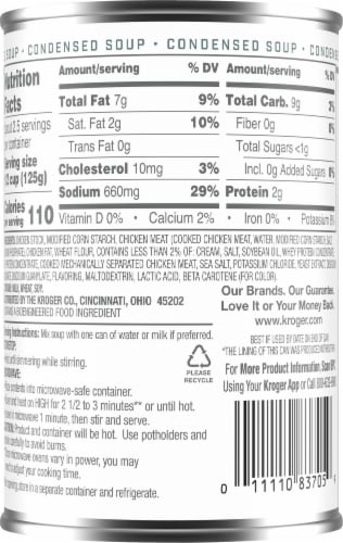 Cream of on sale chicken soup nutrition