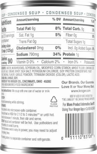 Kroger® Cream of Mushroom Condensed Soup Perspective: back