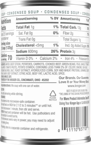 Kroger® Vegetable Beef Condensed Soup Perspective: back