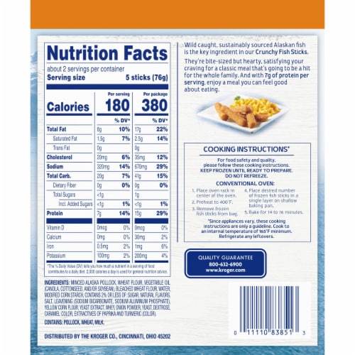 Kroger® Crunchy Fish Sticks Perspective: back