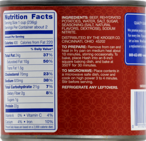 Kroger® Corned Beef Hash Perspective: back
