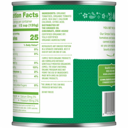 Simple Truth Organic® Diced Tomatoes Perspective: back