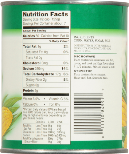 Fry's Whole Kernel Sweet Golden Corn Perspective: back
