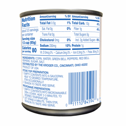 Kroger® Fiesta Style with Bell Peppers Whole Kernel Corn Perspective: back