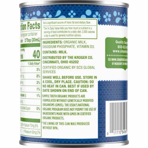 Simple Truth Organic™ Evaporated Milk with Vitamin D Perspective: back