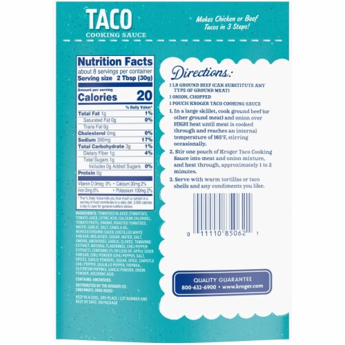 Kroger® Classic Mild Taco Cooking Sauce Perspective: back