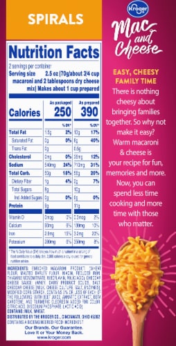 Kroger® Mac and Cheese Spirals Spiral Pasta & Cheese Perspective: back