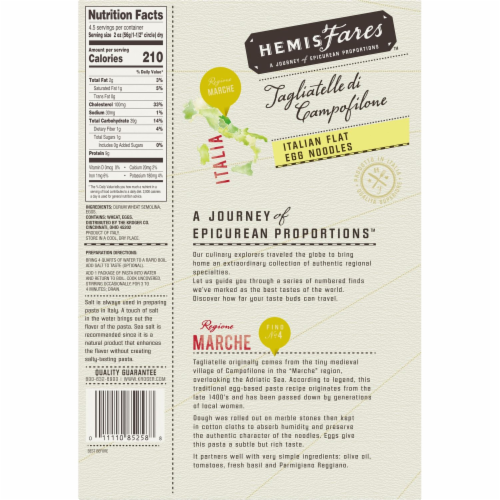 HemisFares™ Tagliatelle di Campofilone Italian Flat Egg Noodles Perspective: back