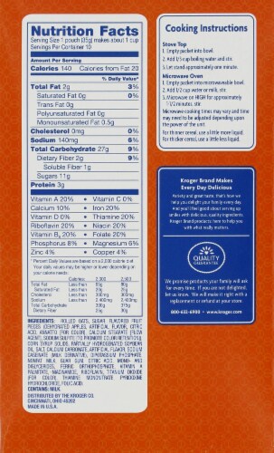 Kroger® Peaches & Cream Instant Oatmeal Perspective: back