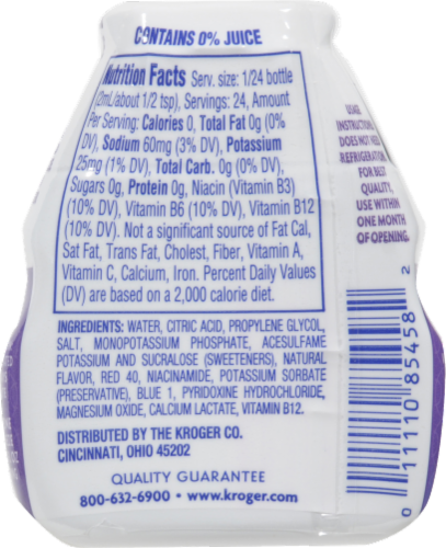 Kroger® Performance Grape Flavored Liquid Water Enhancer Perspective: back