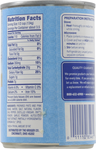 Kroger® Fat Free Refried Beans Perspective: back
