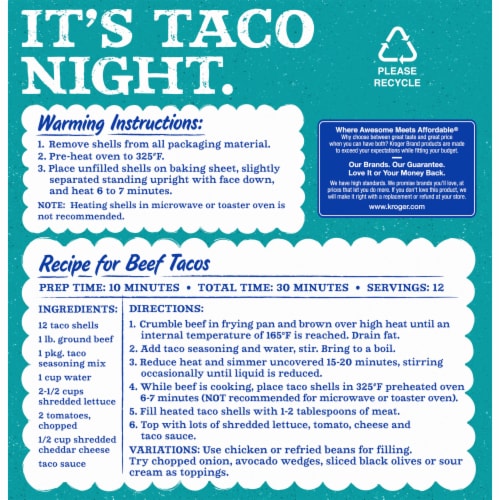 Kroger® Jumbo Original Taco Shells Perspective: back