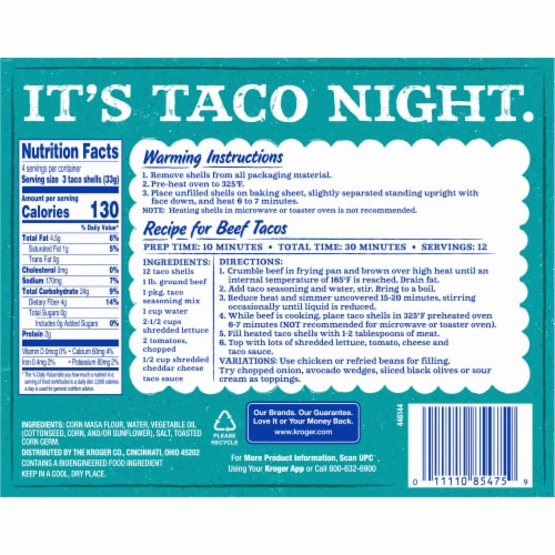 Kroger® Original Crisp Taco Shells Perspective: back