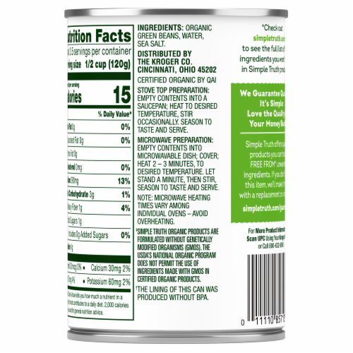 Simple Truth Organic® Cut Green Beans Perspective: back
