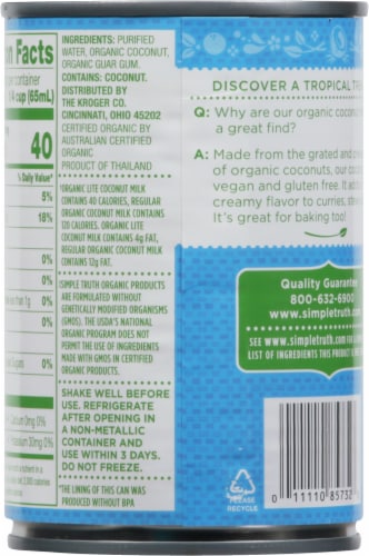 Simple Truth™ Organic Light Coconut Milk Perspective: back