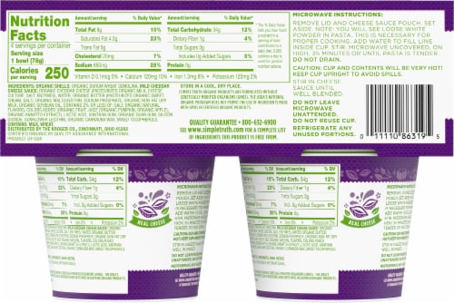 Simple Truth Organic® Deluxe Cheddar Shells & Cheese Bowls Perspective: back