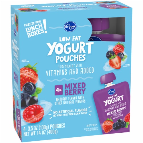 Kroger® Low Fat Mixed Berry Yogurt Pouches Perspective: back