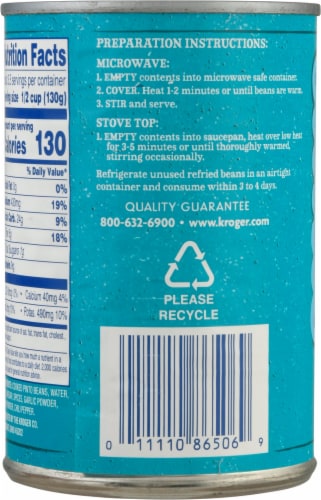 Kroger® Fat Free Refried Beans Perspective: back