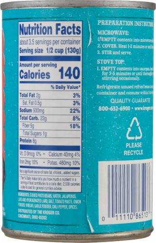 Kroger® Spicy Refried Beans Perspective: back