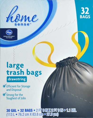 Kroger® 30 Gallon Large Drawstring Trash Bags Perspective: back
