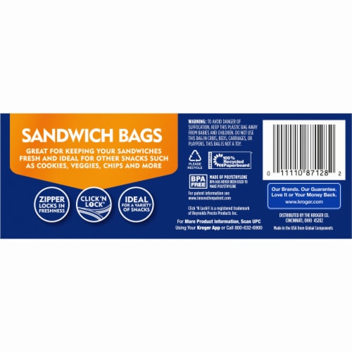 Kroger® Double Zipper Sandwich Bags Perspective: back