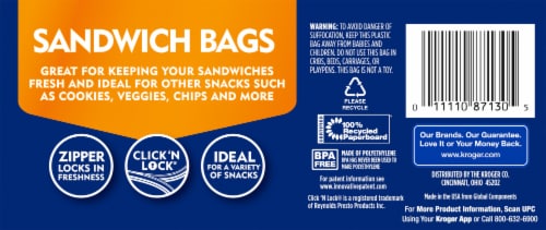 Kroger® Double Zipper Sandwich Bags Perspective: back