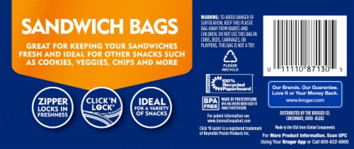 Kroger® Double Zipper Reclosable Sandwich Bags Perspective: back