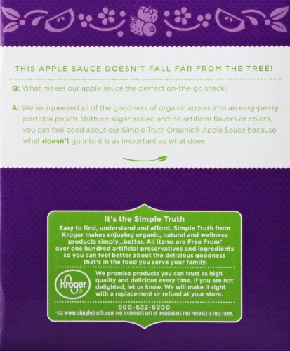 Simple Truth Organic® Unsweetened Mixed Berry Applesauce Pouches Perspective: back