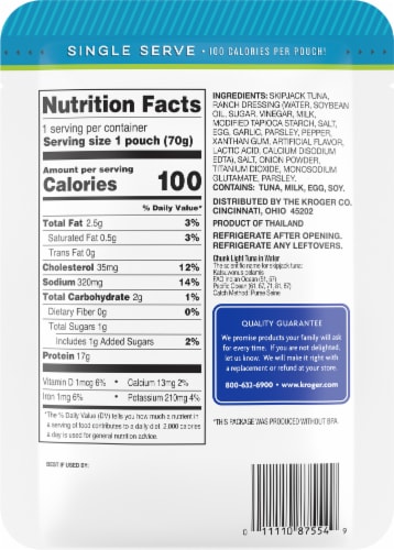Kroger® Ranch Flavored Tuna Pouch Perspective: back
