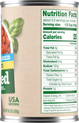 Kroger® No Salt Added Petite in Tomato JuiceDiced  Peeled Tomatoes Perspective: back