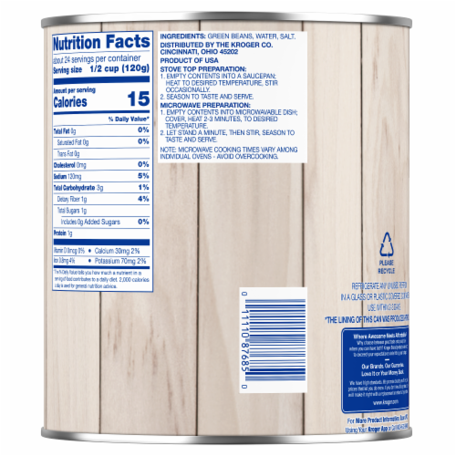 Kroger® Cut Canned Green Beans Perspective: back
