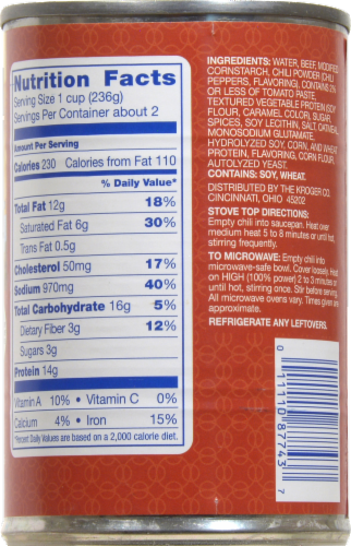 Kroger® Original No Bean Chili Perspective: back