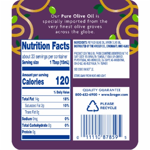 Kroger® 100% Pure Olive Oil Perspective: back